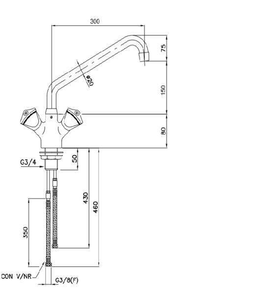 EASY CW2001-S 20911001 1S.2402.07.33 (23) Mischbatterie mit Schwenkhahn für Einloch-Montage